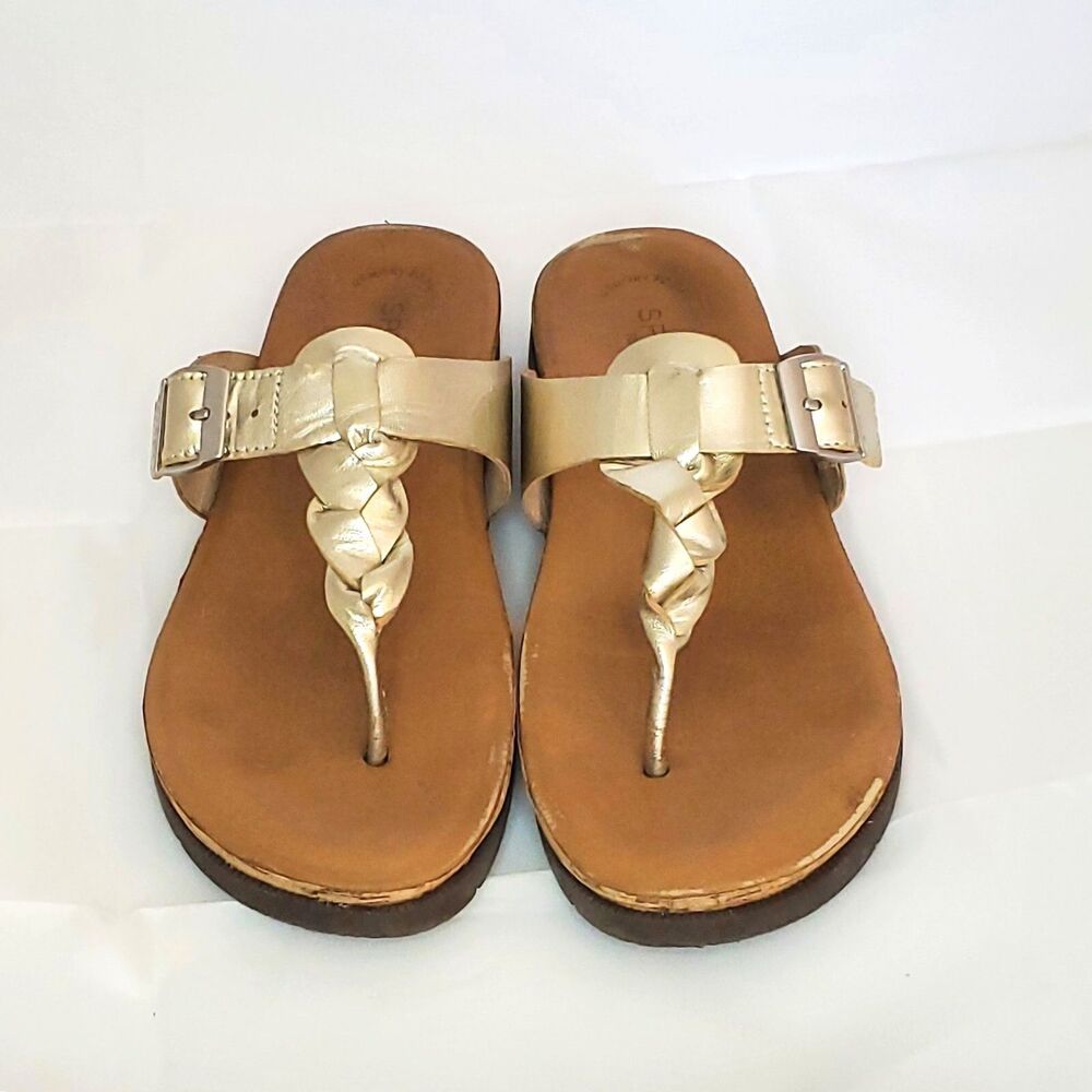 Sperry Women Sandel 7M Gold Resort Braided Strap Nautical Coastal Preppy